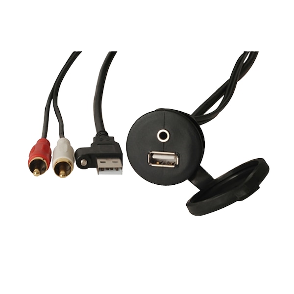 MS-CBUUSB3.5 Panel Mount USB -3.5mm Headphone Jack